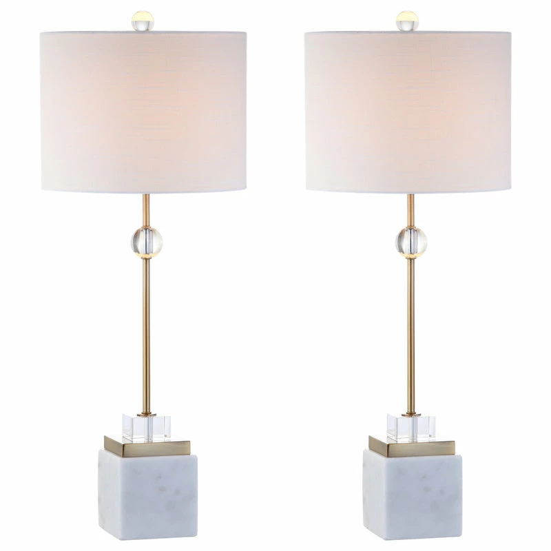 Budget 🔥 JONATHAN Y Dawson 30" Marble And Crystal Table Lamp, Brass, Set Of 2 ❤️ 3 Budget 🔥 JONATHAN Y Dawson 30" Marble And Crystal Table Lamp, Brass, Set Of 2 ❤️