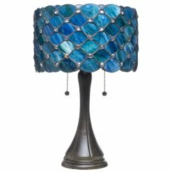 Best deal 😀 Serena D'italia Contemporary Tiffany 2-Light Blue Jeweled 22" Table Lamp 💯