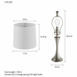 Top 10 😍 Lavish Home Set Of 2 Metal Flared Trumpet Table Lamps, Silver 👍 -Lamps Sales Store 8941c6f20cbf3a9d 0863 w800 h800 b1 p0