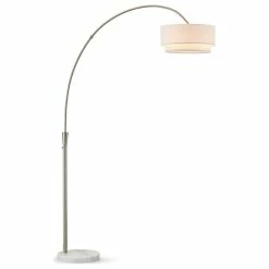 Hot Sale 🌟 HOMEGLAM Elan Arch Floor Lamp, Brushed Nickel/White ⭐