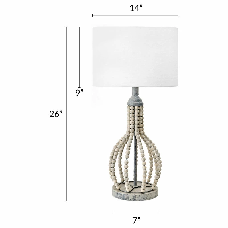 Wholesale ๐ NuLOOM 25" Rattan Beaded Frame Cloth Shade Light Gray Table Lamp ๐ 8 Wholesale ๐ NuLOOM 25" Rattan Beaded Frame Cloth Shade Light Gray Table Lamp ๐ - Image 6