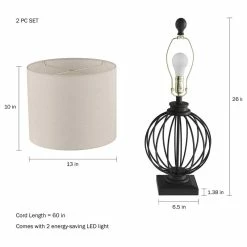 Cheapest ⌛ Lavish Home 2 Piece Wrought Iron Open Cage Orb Table Lamps 🔥 -Lamps Sales Store 91a1cc2e0cbf3bb0 0867 w800 h800 b1 p0