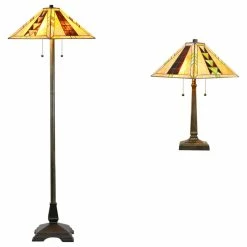 Lamps Sales Store 11 Best deal 😀 Serena D'italia Tiffany 2-Light Mission Floor And Table Lamp Set ❤️
