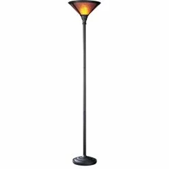 Buy 👏 Cal Lighting 150W 3 Way Torchiere With Mica Shade, Rust Finish, Mica Shade 👏