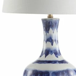 New 🎁 JONATHAN Y Tucker 30.5" Striped Ceramic And Metal LED Table Lamp, Blue, White 🎁 -Lamps Sales Store 97417d880387bfe4 1185 w800 h800 b0 p0