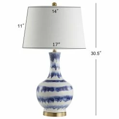 New 🎁 JONATHAN Y Tucker 30.5" Striped Ceramic And Metal LED Table Lamp, Blue, White 🎁 -Lamps Sales Store 9bd18bf80387bfea 1185 w800 h800 b1 p0