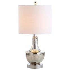 Buy 🤩 JONATHAN Y Colette 20" Mini Glass Table Lamp, Silver, Single 💯