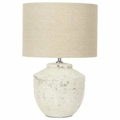 Outlet 😍 CREATIVE CO-OP 19.25" Cement Table Lamp With Linen Shade 😍