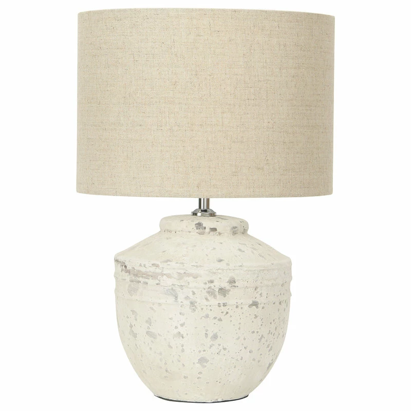 Outlet ๐ CREATIVE CO-OP 19.25" Cement Table Lamp With Linen Shade ๐ 3 Outlet ๐ CREATIVE CO-OP 19.25" Cement Table Lamp With Linen Shade ๐