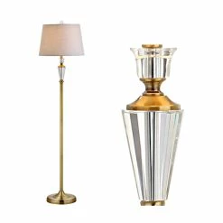 Deals ❤️ JONATHAN Y Harper 61" Crystal And Metal Floor Lamp, Brass Gold And Clear 😍