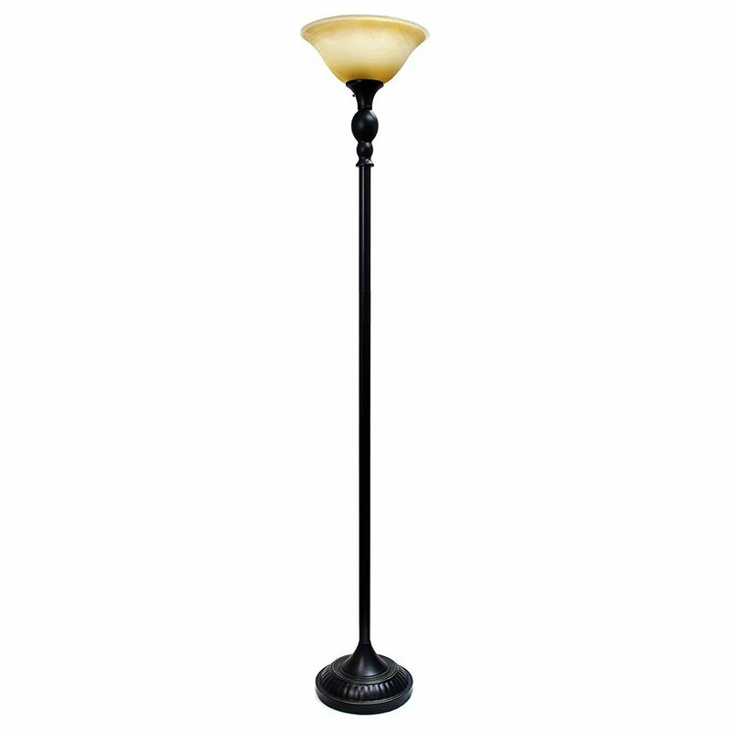 Wholesale ๐คฉ ELEGANT DESIGNS 1-Light Torchiere Floor Lamp, Marbelized Amber Glass Shade, Restoration Bronze ๐ 4 Wholesale ๐คฉ ELEGANT DESIGNS 1-Light Torchiere Floor Lamp, Marbelized Amber Glass Shade, Restoration Bronze ๐ - Image 2