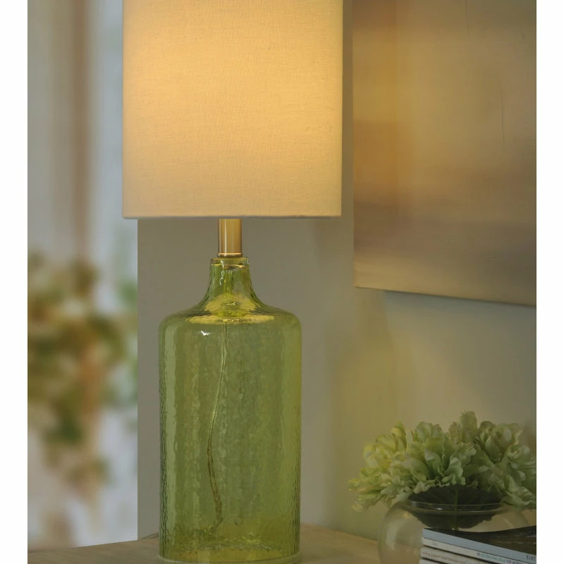 Brand new ๐ StyleCraft Home Collection Seeded Glass In Meadow Green 21.5 In Tall With Natural Linen Shade โจ 7 Brand new ๐ StyleCraft Home Collection Seeded Glass In Meadow Green 21.5 In Tall With Natural Linen Shade โจ - Image 5