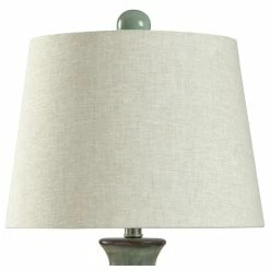 Brand new 🔥 StyleCraft Home Collection Nautical Ceramic Table Lamp In Blue Bay Finish Natural Linen Shade 👍