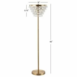 Hot Sale 🔥 JONATHAN Y Jemma Crystal, Metal LED Floor Lamp, 60", Brass Gold ⭐ -Lamps Sales Store bcc151530387c043 5575 w800 h800 b1 p0