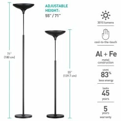 Discount ⭐ Globe Electric 71 In. Matte Black Energy Star Dimmable LED Floor Lamp Torchiere ❤️ -Lamps Sales Store bec1364808a63ffc 9744 w800 h800 b1 p0