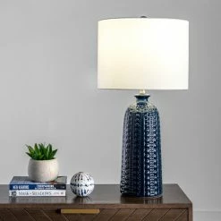 Outlet 🎉 NuLOOM 30" Polona Ceramic Linen Shade Table Lamp, Navy 🥰 -Lamps Sales Store c5e191a70e863e19 8477 w800 h800 b0 p0