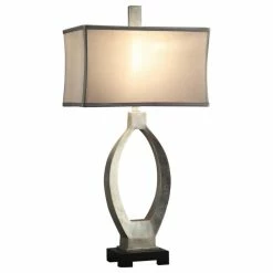 Flash Sale ⌛ Crestview Collection Camden Table Lamp, Resin Silver Leaf Finish 🥰