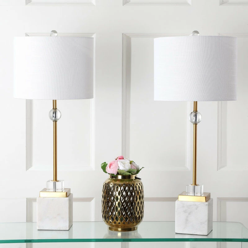 Budget 🔥 JONATHAN Y Dawson 30" Marble And Crystal Table Lamp, Brass, Set Of 2 ❤️ 6 Budget 🔥 JONATHAN Y Dawson 30" Marble And Crystal Table Lamp, Brass, Set Of 2 ❤️ - Image 4