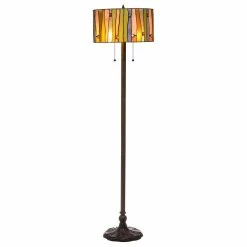 Hot Sale 🌟 Serena D'italia Contemporary Tiffany 2-Light Striped 60" Bronze Floor Lamp 🥰
