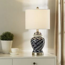 Cheapest 😀 StyleCraft Home Collection School Of Fish Curved Table Lamp, Blue And White, White 🌟 -Lamps Sales Store d46125f20c7fe3df 2625 w800 h800 b0 p0