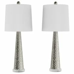 Best deal 😍 Lavish Home Set Of 2 Contemporary 🔨 Hammered Look Glass Lamps 🔥