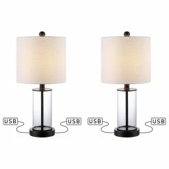 Best reviews of 💯 JONATHAN Y Abner Glass Modern Contemporary USB Charging LED Table Lamp, Oil Rubbed Bronze/Clear 🌟