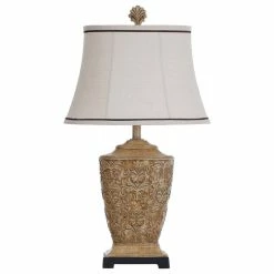 Wholesale 🎉 StyleCraft Home Collection Single Pack Re-shippable Traditional Carved Table Lamp In Tortola Cream Finish 🔥