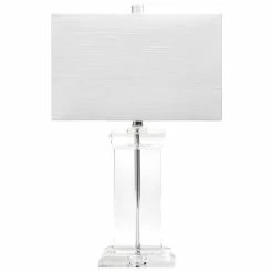 Budget 😍 NuLOOM 25" Helena Crystal Ionic Column Cotton Shade Clear Table Lamp 👏