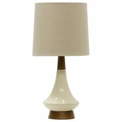 Best Pirce ๐คฉ StyleCraft Home Collection Ceramic Table Lamp, White Washed Wood/Cream Finish, Heathered Oatmeal Shade ๐