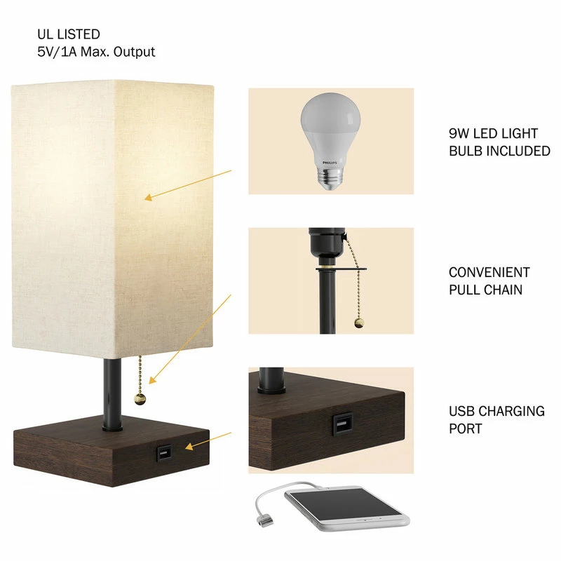 Best deal π Lavish Home Usb Led Rectangle Lamp With Wood Base π₯° 6 Best deal π Lavish Home Usb Led Rectangle Lamp With Wood Base π₯° - Image 4
