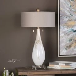 Hot Sale 🤩 Uttermost Cardoni Glass Table Lamp, White 🔥