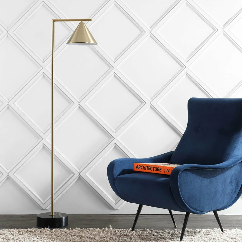 Flash Sale ๐ JONATHAN Y Chelsea 60" Metal, Marble Cone Shade LED Floor Lamp, Brass, Black โจ 6 Flash Sale ๐ JONATHAN Y Chelsea 60" Metal, Marble Cone Shade LED Floor Lamp, Brass, Black โจ - Image 4