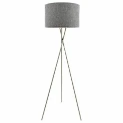 Best Sale ๐ Kira Home Sadie 60" Mid Century Tripod LED Floor Lamp, 9W Bulb (/), Gray Drum ๐