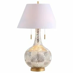 Cheap 🎉 JONATHAN Y Highland 30.75" Gourd Glass LED Table Lamp, Mercury Silver, Gold 🎁