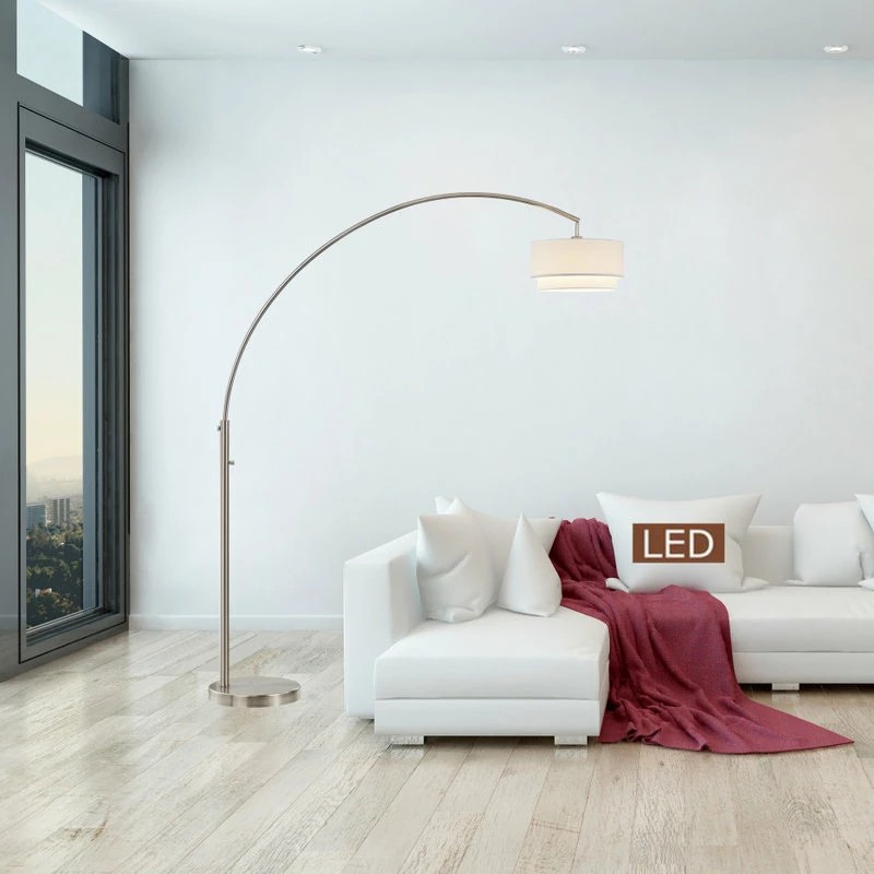 Outlet ๐ฏ ArtivaUSA Elena II 81 LED Arched Floor Lamp Double Shade, Satin Nickel ๐ 4 Outlet ๐ฏ ArtivaUSA Elena II 81 LED Arched Floor Lamp Double Shade, Satin Nickel ๐ - Image 2