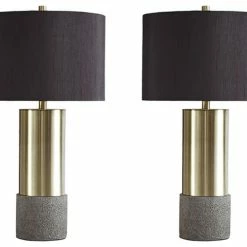 Budget 🎉 Ashley Furniture Industries Ashley Furniture Jacek Metal Table Lamp In Gray And Brass (Set Of 2) 🥰