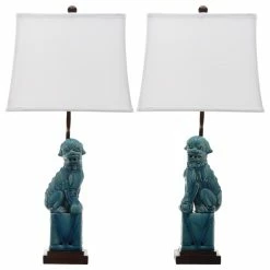 Best Sale ❤️ Safavieh Foo 28.5" High 🦮 Dog Table Lamps, Set Of 2, Blue 🔥
