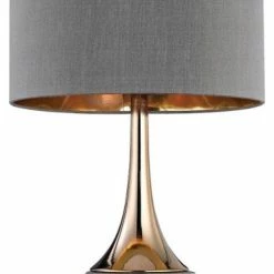 Deals ⭐ Bailey Street Home Gold-Grey Table Lamp Made Of Ceramic And Metal A Grey Faux Silk Shade An On/Off 👏