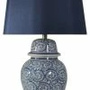 Outlet 🌟 StyleCraft Home Collection Chinese Blue Ginger Jar Pan Steel Base Navy Fabric Drum Shade 🛒 -Lamps Sales Store home design 15