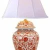 Hot Sale ❤️ William Sung Oriental Porcelain Orange And White Ginger Jar Lamp Lotus Pattern 29" 🤩 1 Hot Sale ❤️ William Sung Oriental Porcelain Orange And White Ginger Jar Lamp Lotus Pattern 29" 🤩 -Lamps Sales Store home design 19