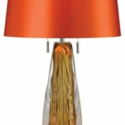 Best deal ⭐ Bailey Street Home Amber 2 Light Standard Table Lamp Made Of Crystal And Glass And Metal A Orange 🤩