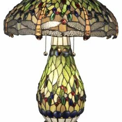 Brand new ✔️ Serena D'italia Tiffany 2-Light Green Dragonfly 25" Table Lamp With Lit Base 🔔