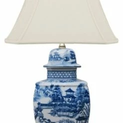Coupon 🔔 William Sung Blue And White Blue Willow Porcelain Temple Jar Table Lamp 27" ⌛