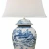 Hot Sale 😀 William Sung Beautiful Chinese Blue And White Blue Willow Porcelain Temple Jar Table Lamp 35" ❤️ -Lamps Sales Store home design 61