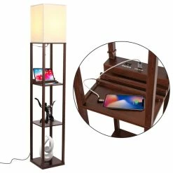 Budget 😍 Brightech Maxwell Charger - Shelf Floor Lamp With USB Charging And Outlet LED, B 😍