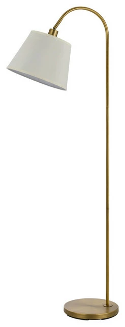 Deals ⌛ Cal Lighting 60W Covington Metal Floor Lamp, Antique Brass Finish, White Shade 🎉