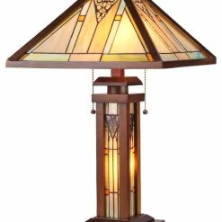 Deals 💯 CHLOE Lighting, Inc. Chloe Lighting Zella Mission 3 Light Double Lit Wooden Table Lamp ❤️